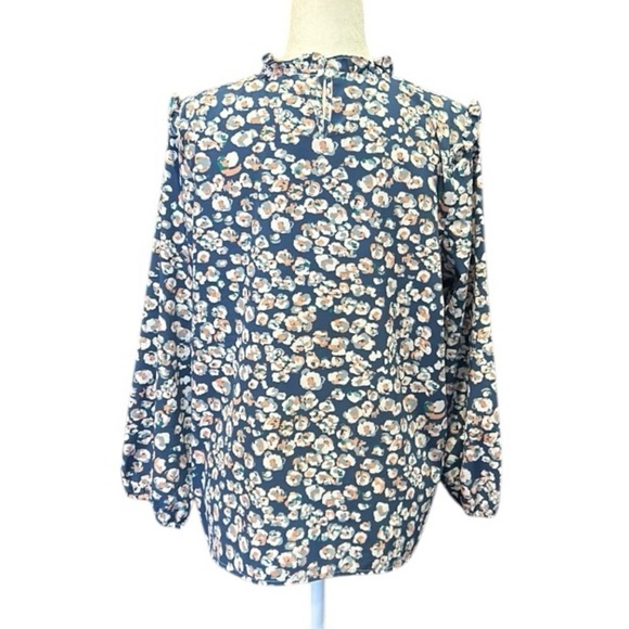 Michelle McDowell Floral Ruffle Neck Long Sleeve Top Size Medium - Picture 9 of 13